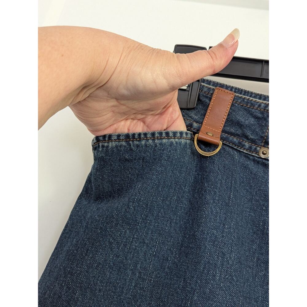 Lauren Ralph Lauren Jeans Co Denim Knee Length Pencil Skirt 6 Faux Belt D-ring - Picture 5 of 12
